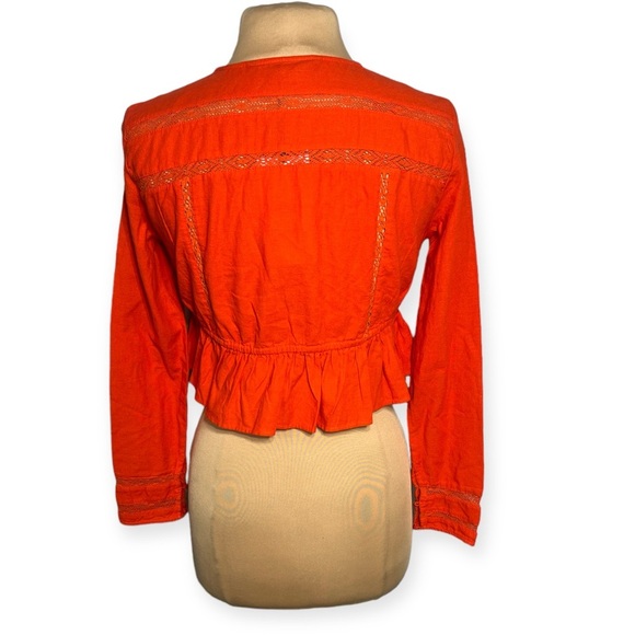 Zara orange cropped long sleeve crop top size S - Picture 7 of 11